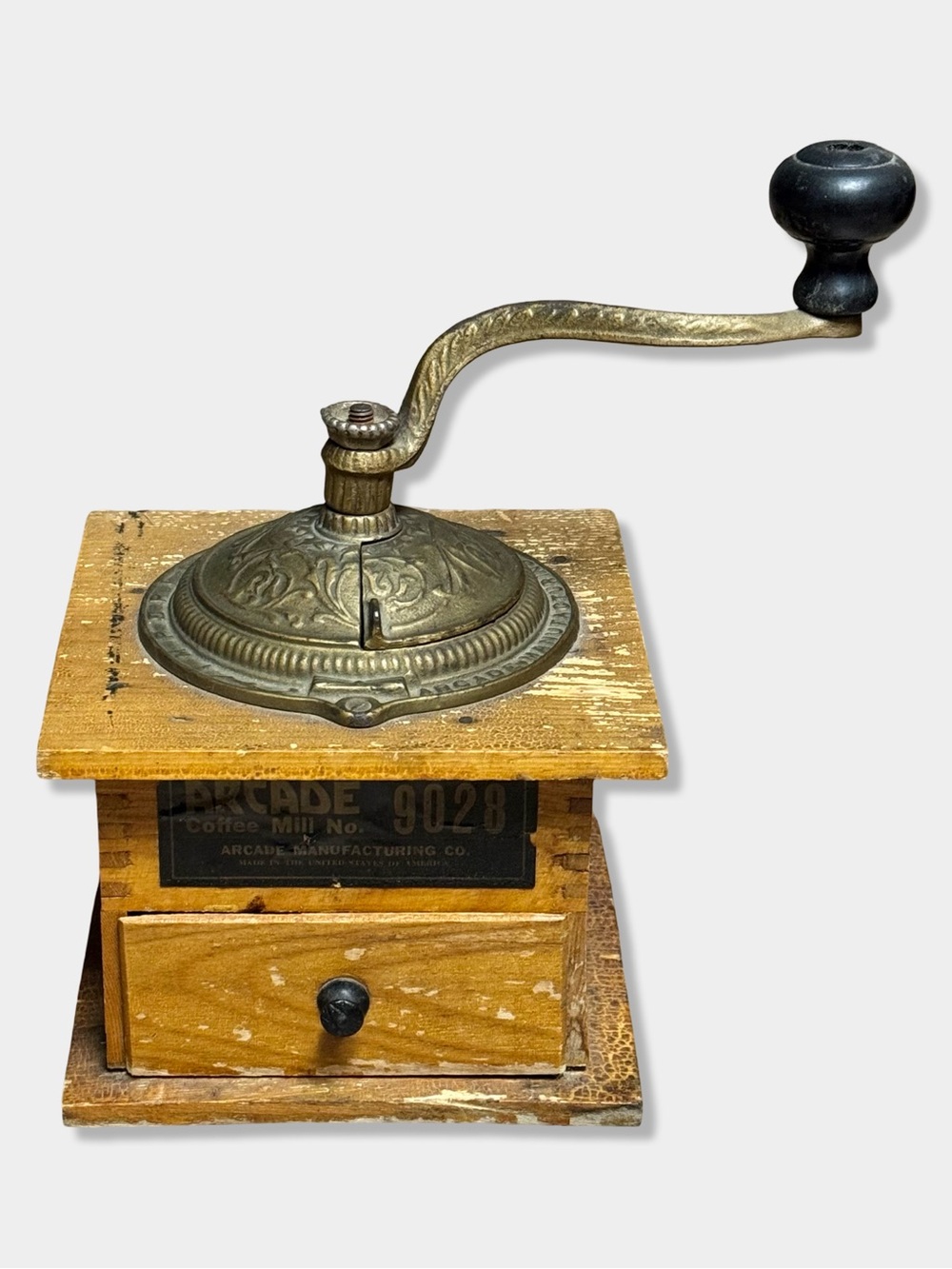 Antique Arcade Manufacturing Imperial Coffee Mill No 9028 Wood Cast Iron Grinder